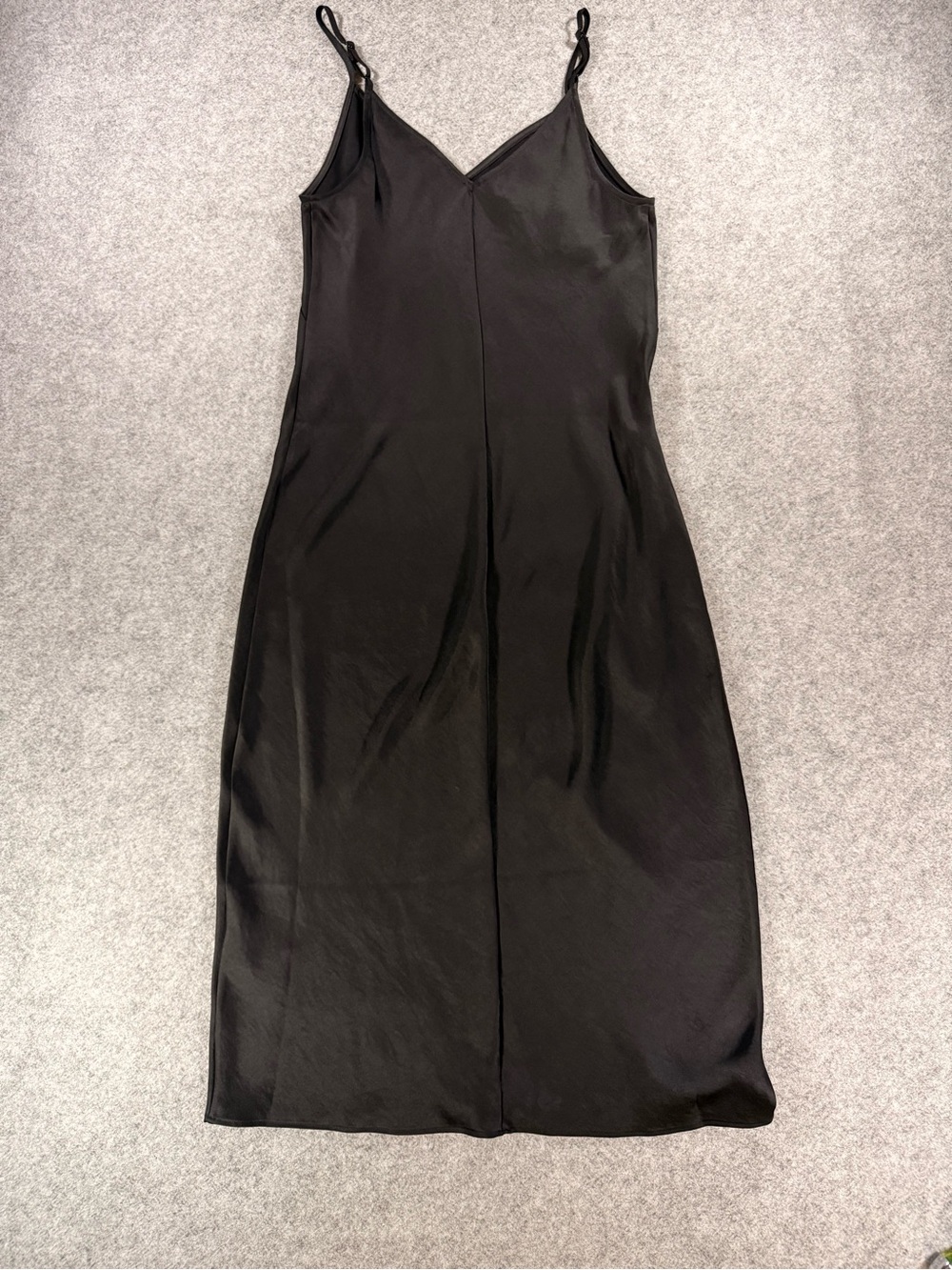 Express Black Satin Slip Midi Dress Adjustable Straps Size Small - Picture 5 of 7